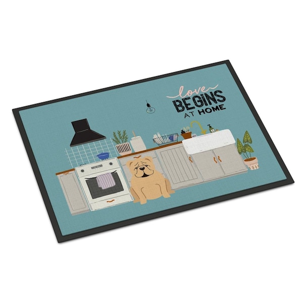 Carolines Treasures 18 x 27 in. Fawn English Bulldog Kitchen Scene Indoor or Outdoor Mat CK7828MAT - main